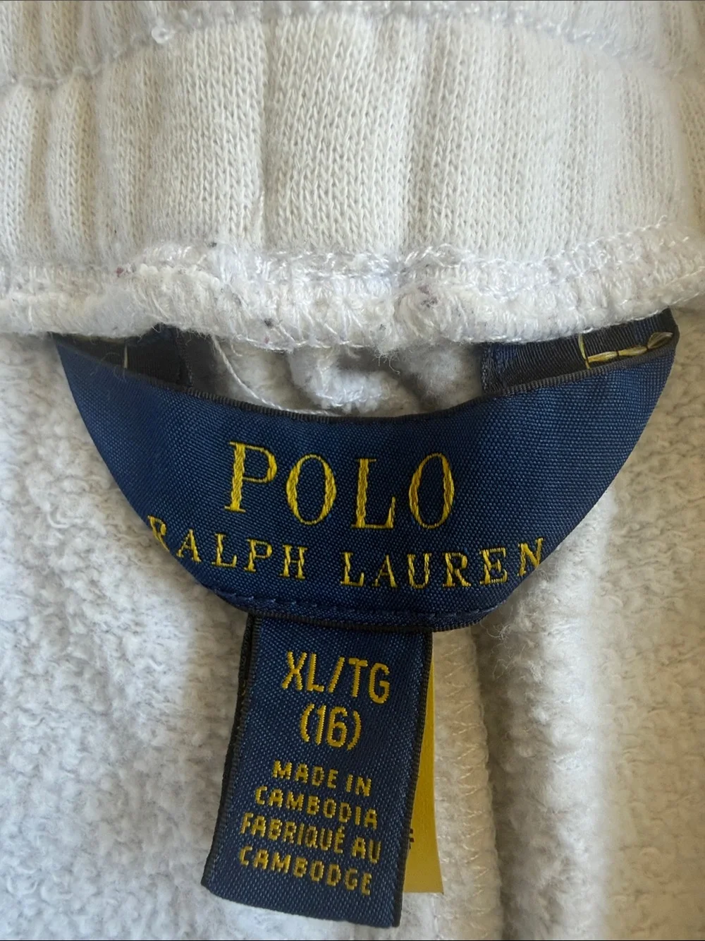 Polo Ralph Lauren White Terry Shorts Multicolor Pony Logo Kids XL 16